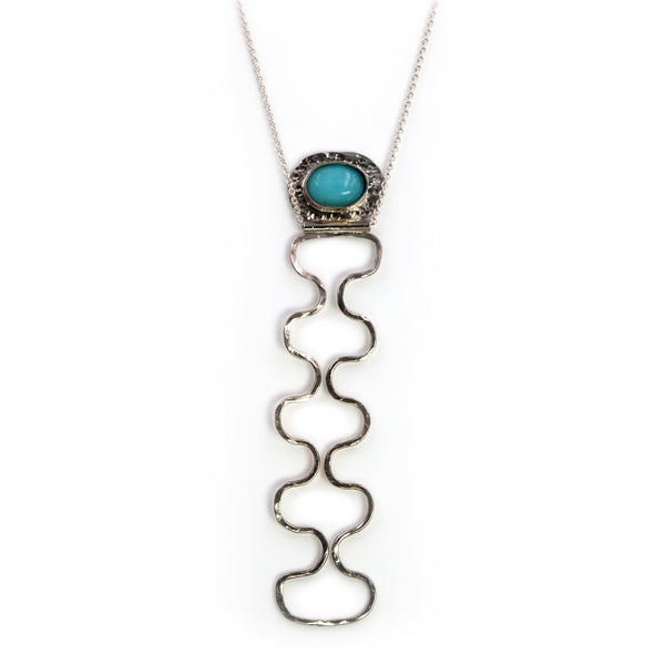 Beautiful Handmade Silver Necklace With Blue-green Amazonite Stone