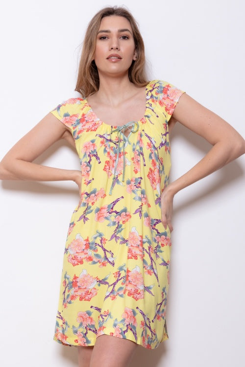 Oriental Flora Cap Sleeve Nightdress