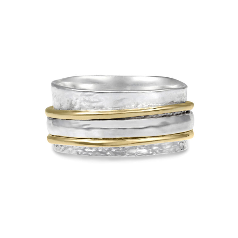 Multi Textured Spinning Band Ring Silver