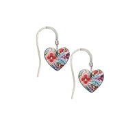 Handmade in the Uk  - Lightweight Heart Shaped Floral Earring - Silver Ear-Wires