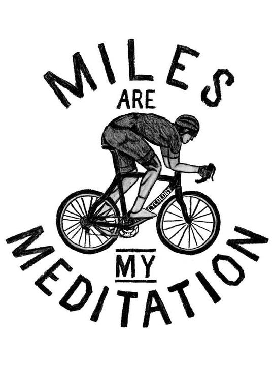 MILES ARE MY MEDITATION (GREY) Men's T-Shirt - Popular With Cyclists