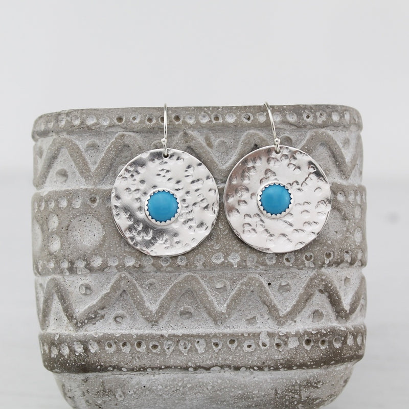 Sterling Silver Shield Earrings Turquoise