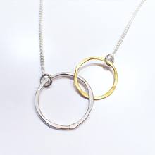 Two Circle Handmade in Scotland Silver and Gold Plated Necklace.