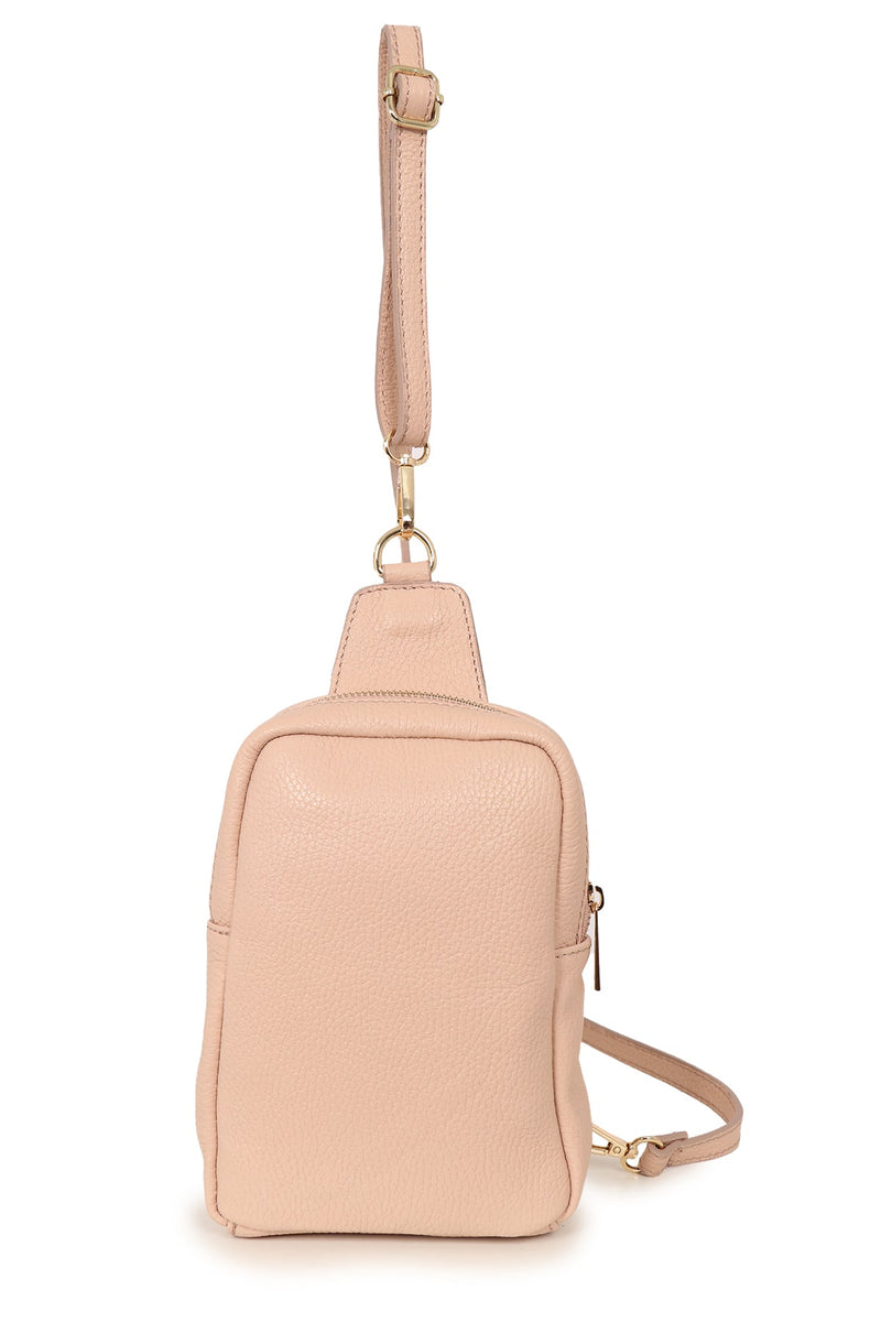 Italian Leather Sling Bag Pink, Green or Nude