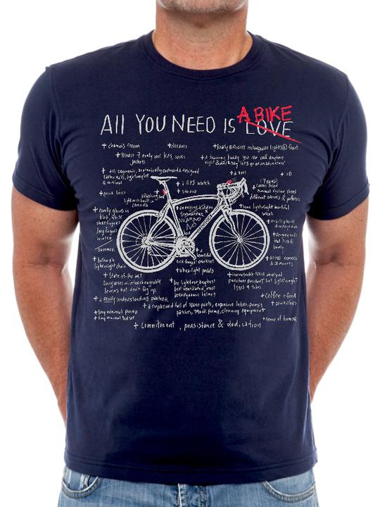 T SHIRT ALL YOU NEED A BIKE (NAVY)Cycology