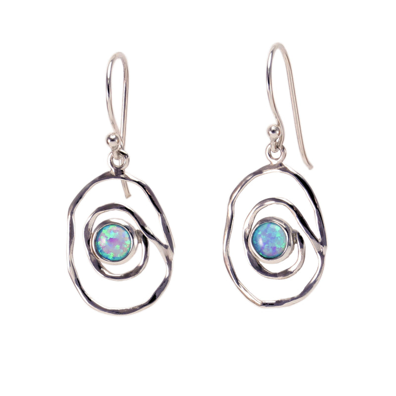 Opalite Silver Spiral Earrings