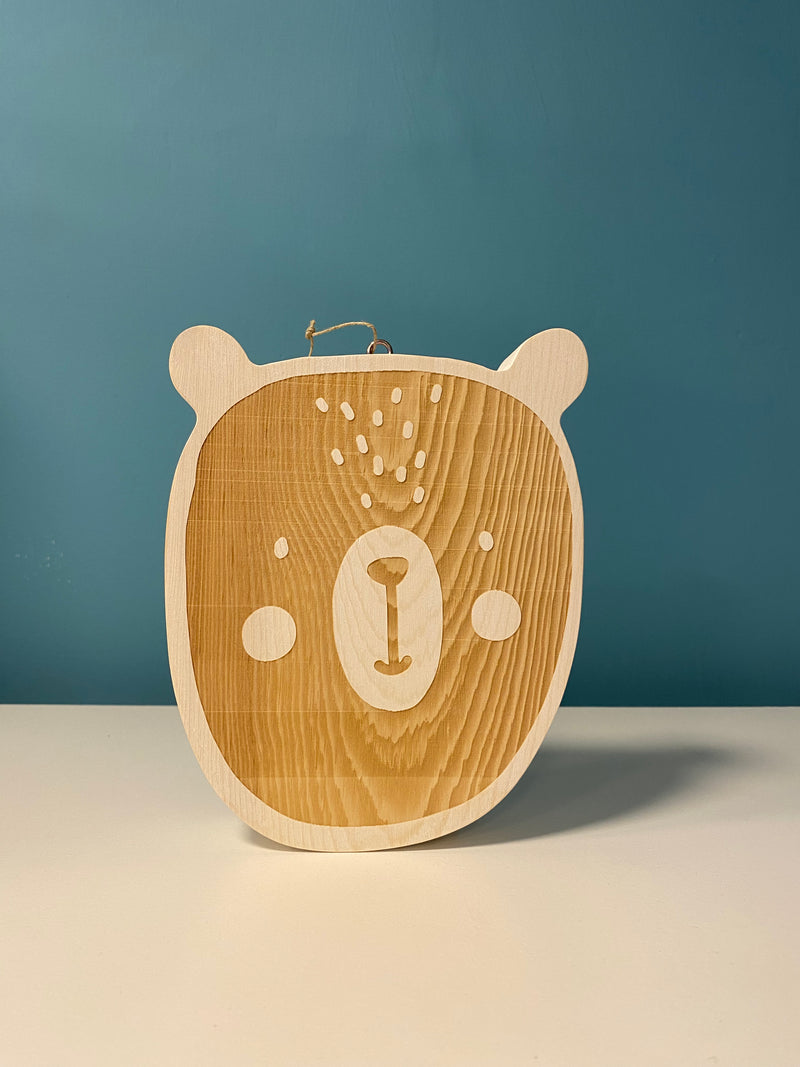 Handmade Wooden Teddy Face