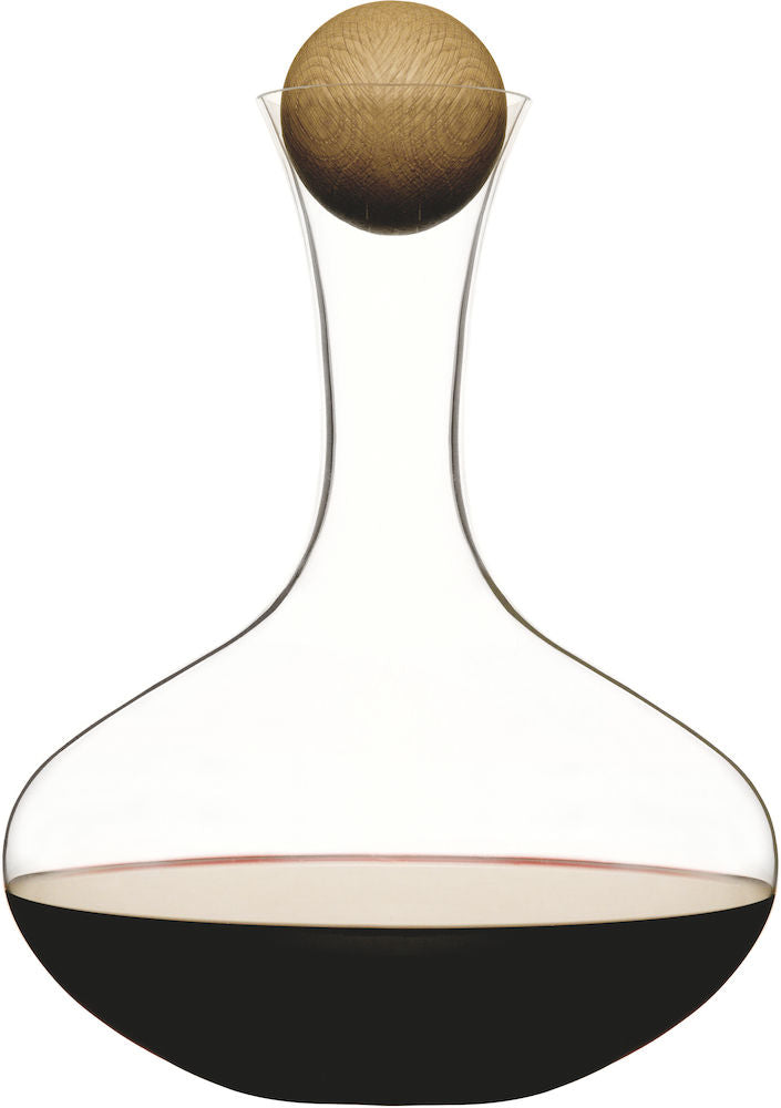Beautiful Slender, Contemporary Nature Red Wine Carafe with Oak Stopper.
