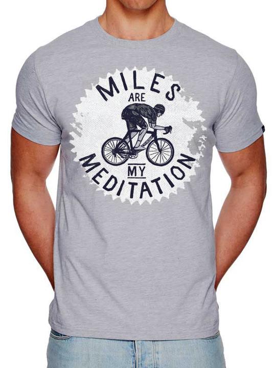 MILES ARE MY MEDITATION (GREY) Men's T-Shirt - Popular With Cyclists