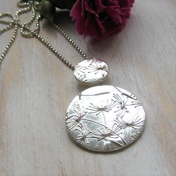 Beautiful Handmade Double Disc Silver Necklace.