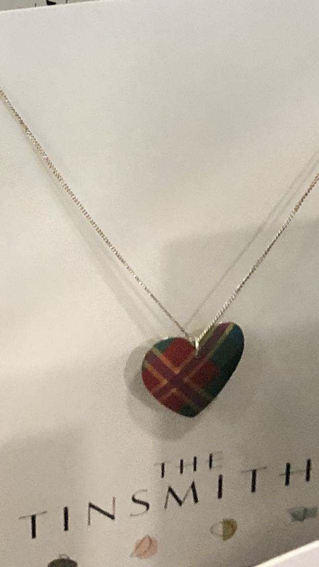 Handmade In The Uk - Lightweight Tartan Heart Shaped Necklace with Silver Chain