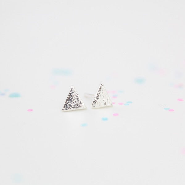 Silver Triangle Stud Earrings