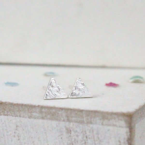 Silver Triangle Stud Earrings