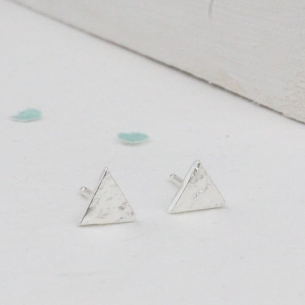 Silver Triangle Stud Earrings