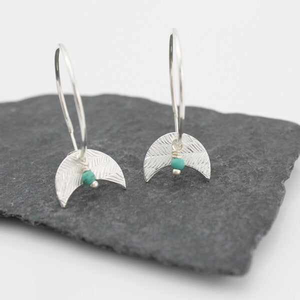 Silver Moon and Turquoise Hoops