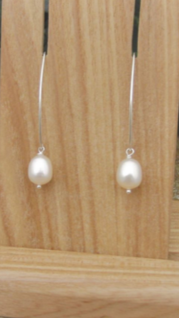 Silver Pearl Drop Earrings