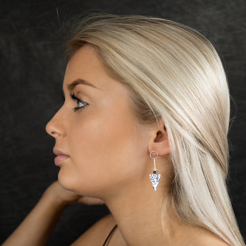 Earrings Inversion Silver Handmade Earrings With Amethyst Stone