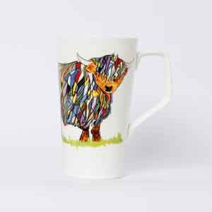 Scottish Themed   China Mug – Highland Cow  Design Cone  Shape Mug.