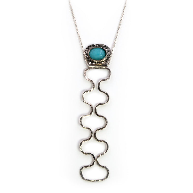 Beautiful Handmade Silver Necklace With Blue-green Amazonite Stone